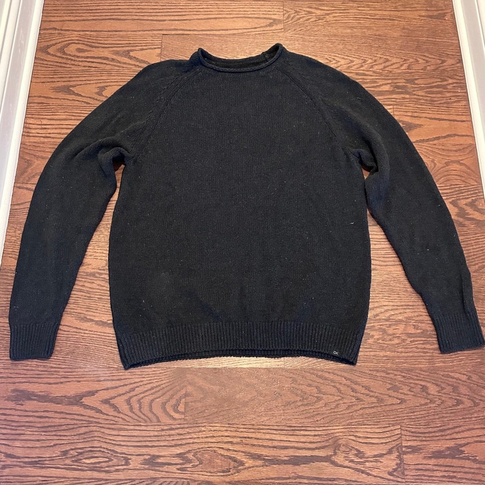 Outerknown Mens XL Recycled Cotton Raglan Crewneck Sweater Black 04099-00